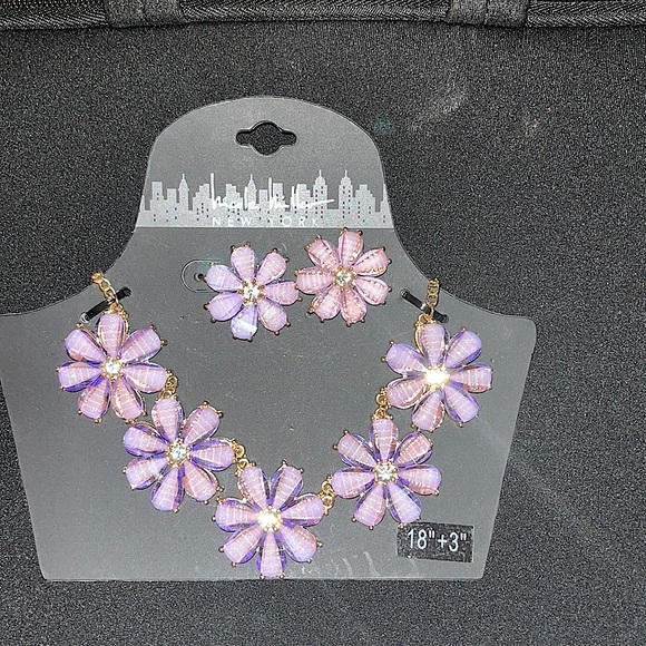 Nicole Miller Jewelry - Floral Purple Statement Necklace & Earring Set